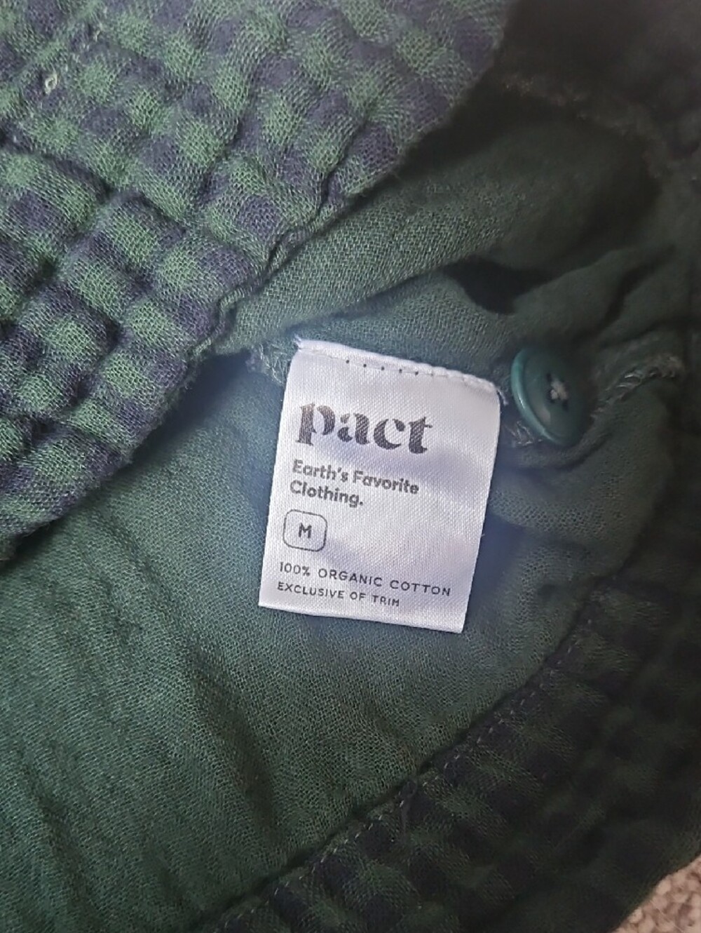 Pact Dark Green Check Button-Front Midi Dress - Picture 3 of 12